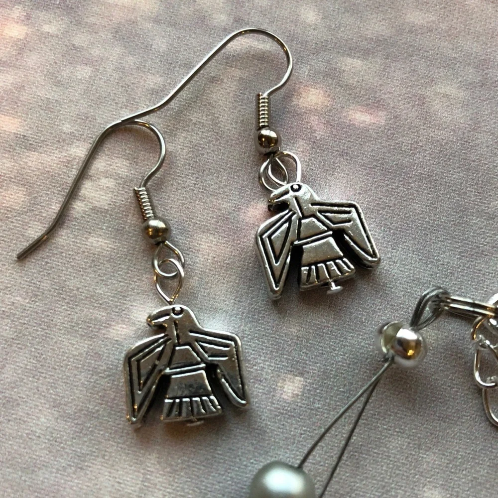 Pewter Floating Bird Bracelet & Earring Set